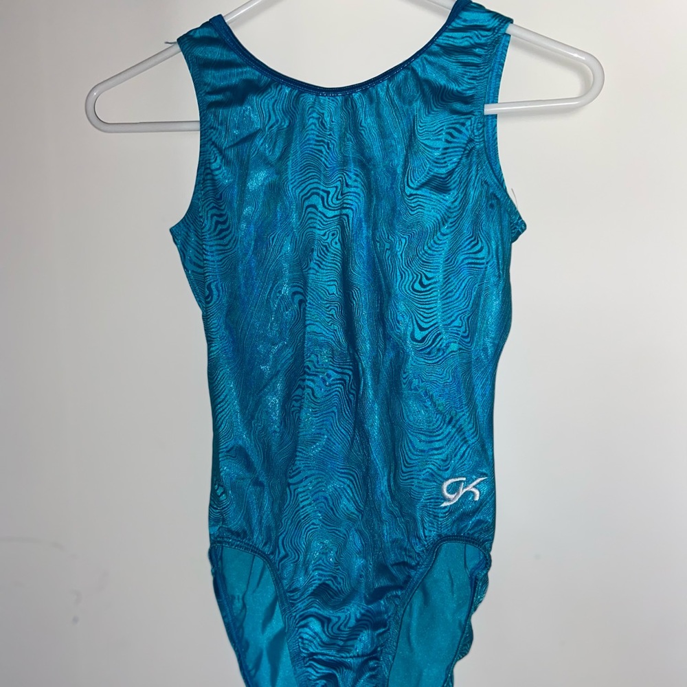 Aqua-Blue Metallic Gymnastics Leotard